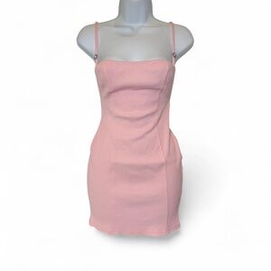 Baby Pink Ribbed Open-Back Mini Dress (NWOT) | New Pink